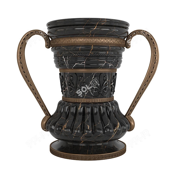 Elegant Black Marble Vase 3D model image 3