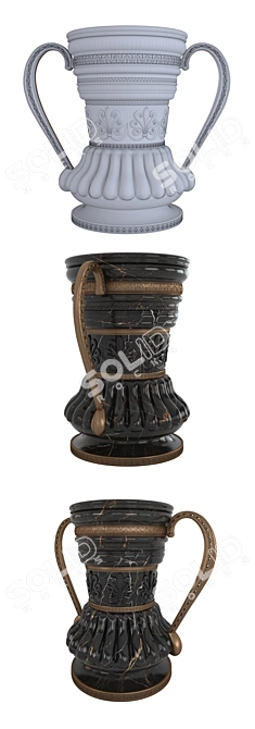 Elegant Black Marble Vase 3D model image 1