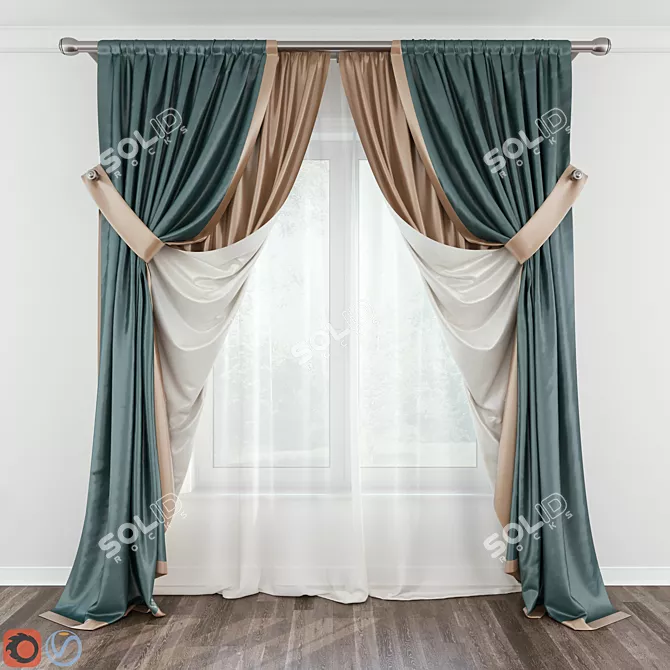 Elegant Modern Curtain Set 3D model image 1