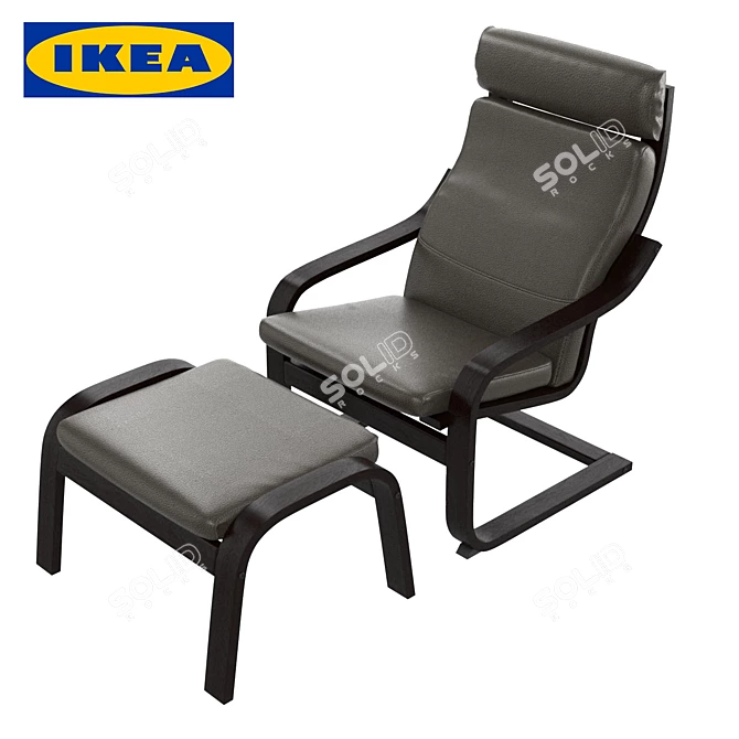 Elegant IKEA Poeng Armchair 3D model image 1