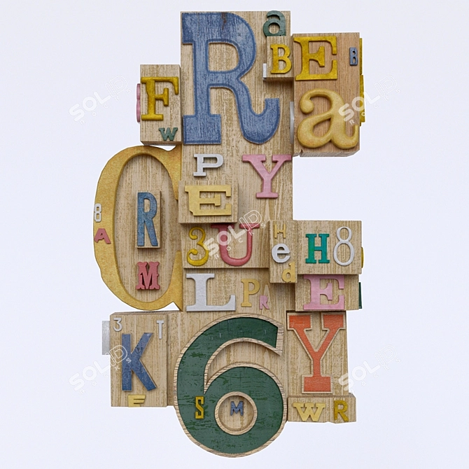 Modern Geometric Sculpture Typeface 3D model image 1