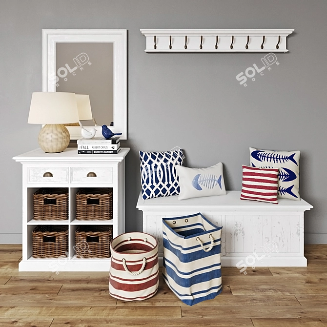 Entryway Furniture & Decor Set 3D model image 1