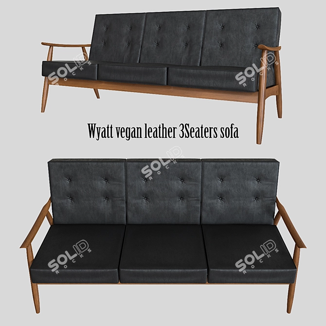 Stylish Wyatt Vegan Leather Sofa 3D model image 1