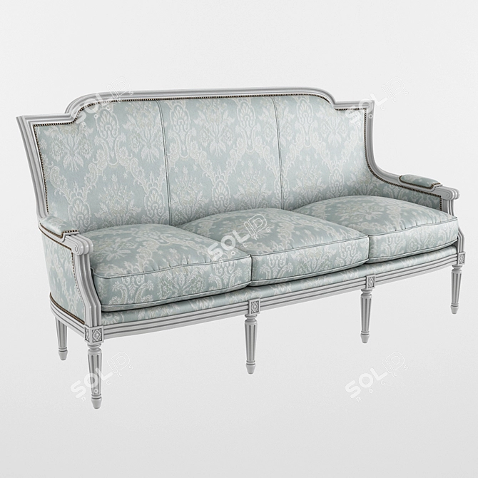 Elegance Victorian 3-Seater Sofa 3D model image 1