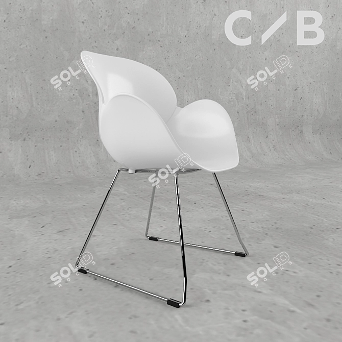 Elegant FL-05 Chair: Ergonomic Design, ABS Plastic Seat, Chrome Metal Legs 3D model image 1