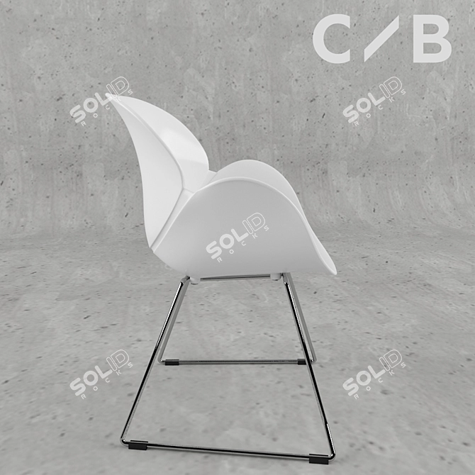 Elegant FL-05 Chair: Ergonomic Design, ABS Plastic Seat, Chrome Metal Legs 3D model image 2