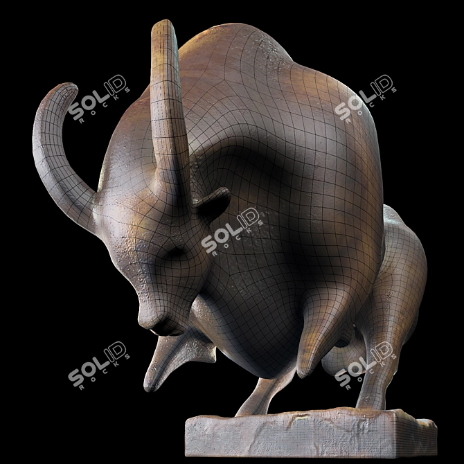 Contemporary Bronze Bull Sculpture 3D model image 3