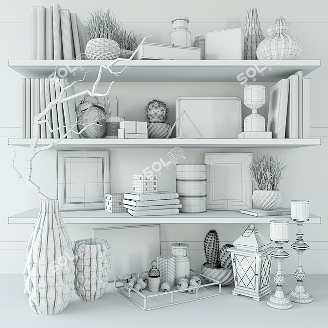 Versatile Shelf Decor Set 3D model image 3