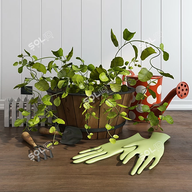Green Garden Tool Set: Versatile and Durable 3D model image 1