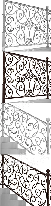 Handcrafted Iron Fence: Stylish and Durable 3D model image 2