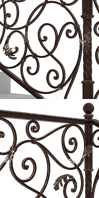 Handcrafted Iron Fence: Stylish and Durable 3D model image 3