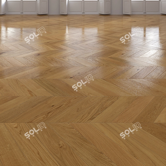 Premium Oak Chevron Floor: Realistic, High-Quality Design 3D model image 1