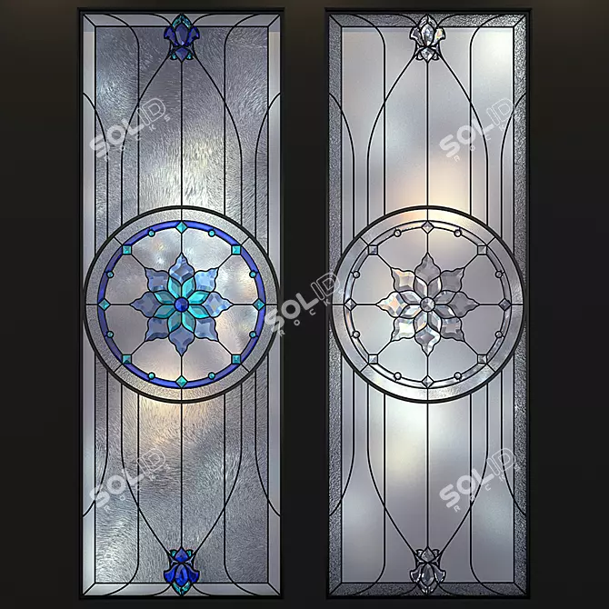 Elegant Stained-Glass Window: Exquisite Design 3D model image 1