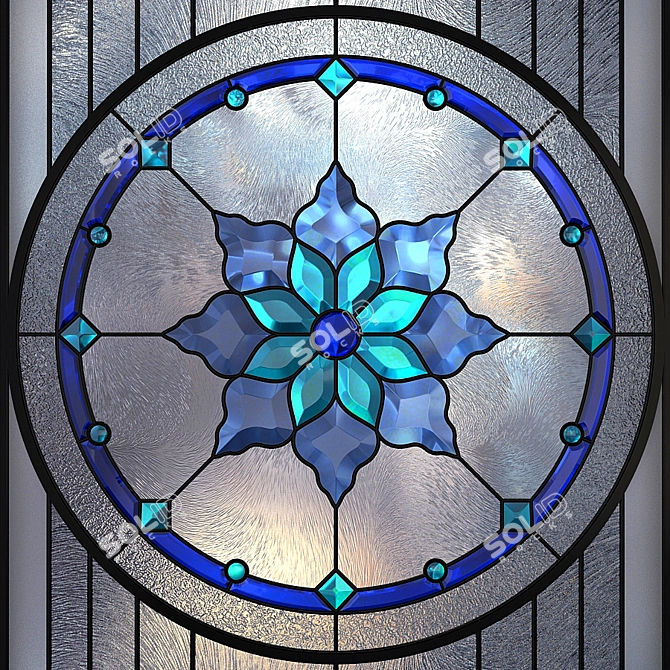 Elegant Stained-Glass Window: Exquisite Design 3D model image 2