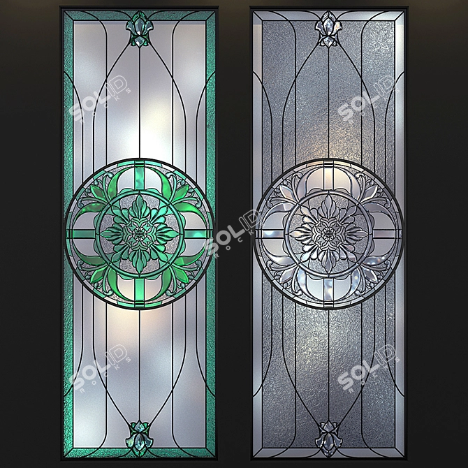 Elegant Stained-Glass Window: A Work of Art for Your Home 3D model image 1