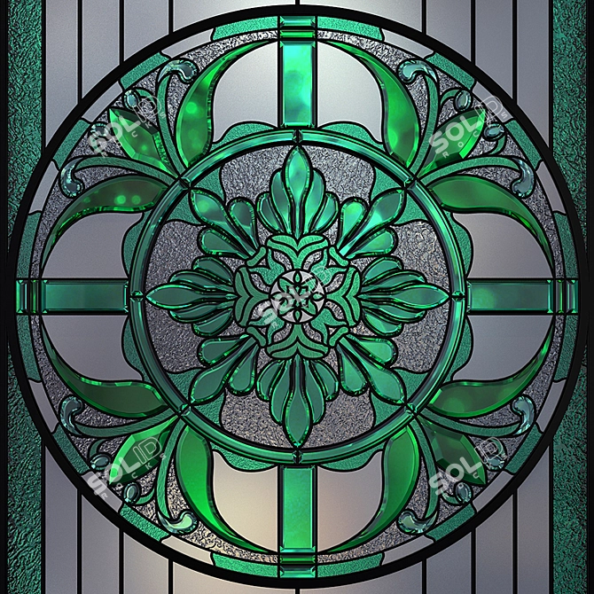 Elegant Stained-Glass Window: A Work of Art for Your Home 3D model image 2