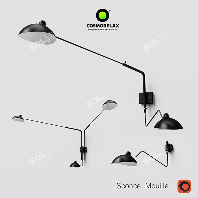 Sleek Mouille Sconce for Multiple Lamps 3D model image 1