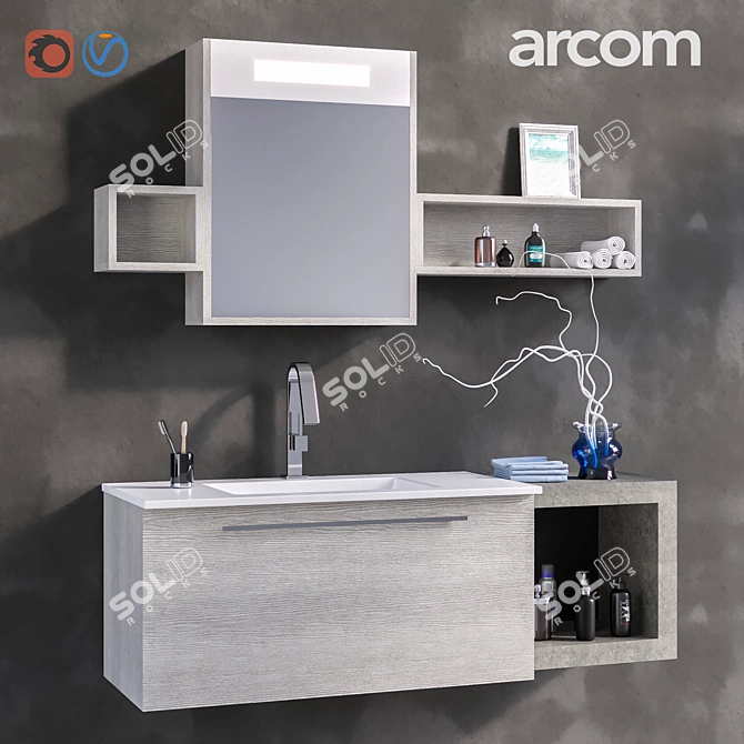 E.LY COMPOSITION 40: Stylish Bathroom Furniture Set 3D model image 2