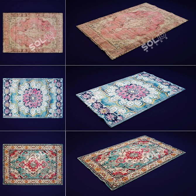 Elegant Antiqua Carpet 3D model image 1