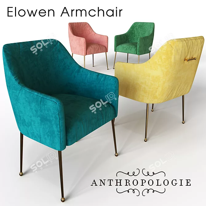 Luxurious Velvet Armchair: Anthropologie Elowen 3D model image 1