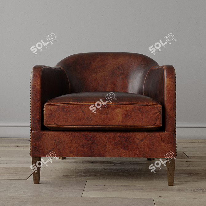 French Club Style Armchair 3D model image 2