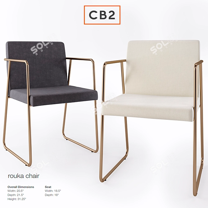 Sleek CB2 Rouka Chair 3D model image 1
