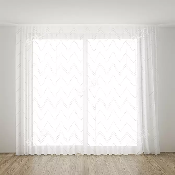White Curtains: Elegant and Flowing 3D model image 1