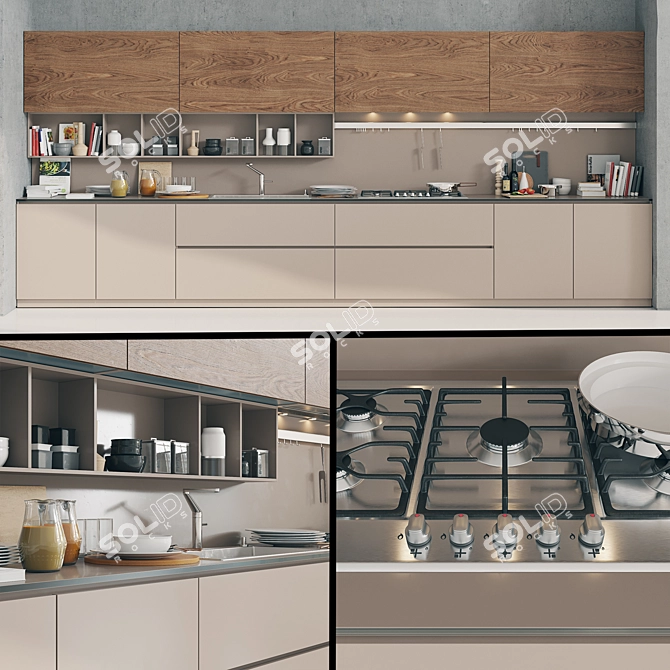 Sleek Arke Kitchen by Pedini 3D model image 2