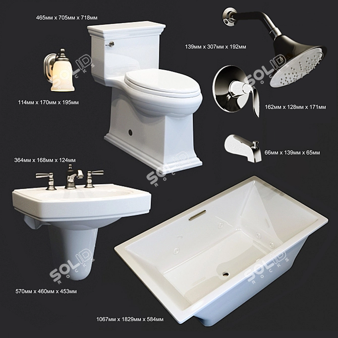 Complete Kohler Bathroom Plumbing Set 3D model image 1