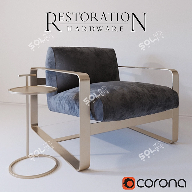 Minimalist Modern Chair by Restoration Hardware 3D model image 1