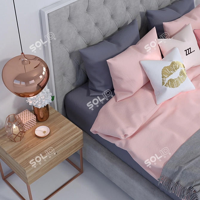 Elegant Prague Bed: Bella Grey 3D model image 3