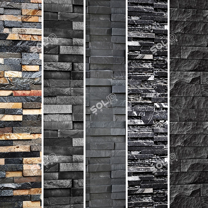 Black Slate: Wild Stone Panels 3D model image 1