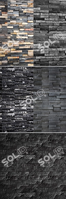 Black Slate: Wild Stone Panels 3D model image 2