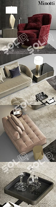 Sleek and Stylish Minotti Sofa Set 3D model image 3