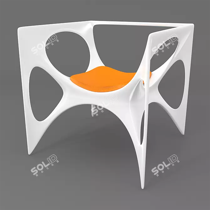 Futuristic Orange Leather Chair 3D model image 1