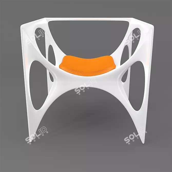 Futuristic Orange Leather Chair 3D model image 2