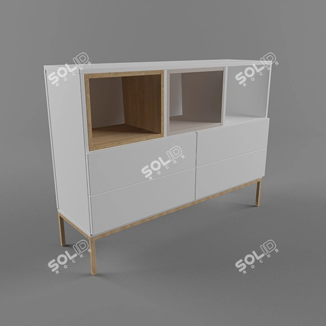 Multifunctional Wooden Cabinet 3D model image 1