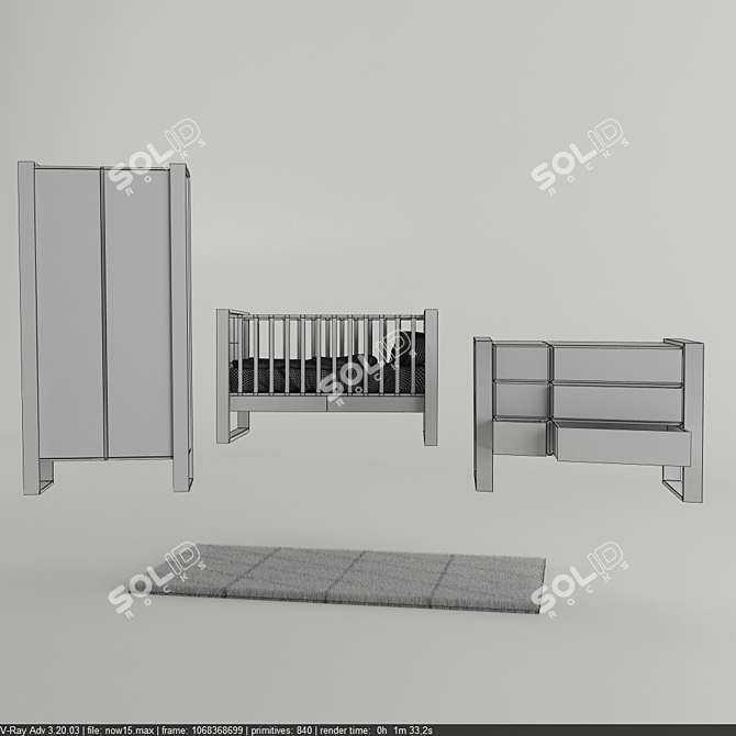 Transformable Pine and MDF Bed & Desk 3D model image 3