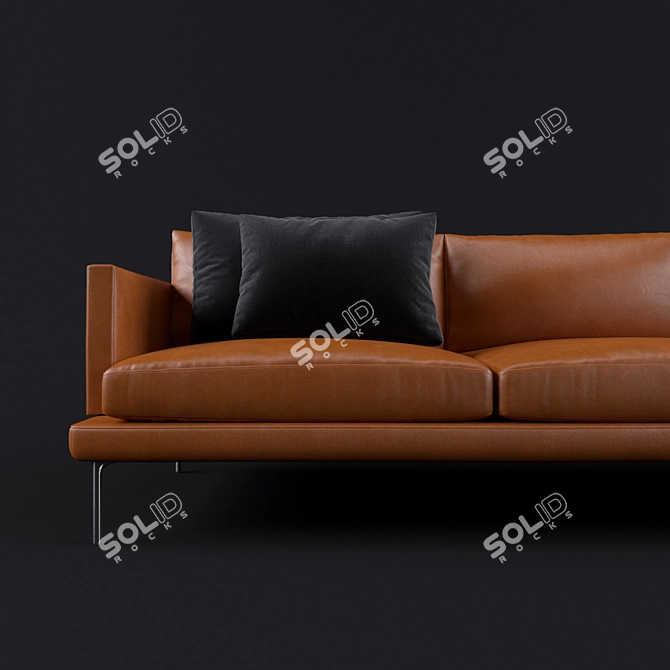 Luxury Leather Sofa with Pillows 3D model image 2