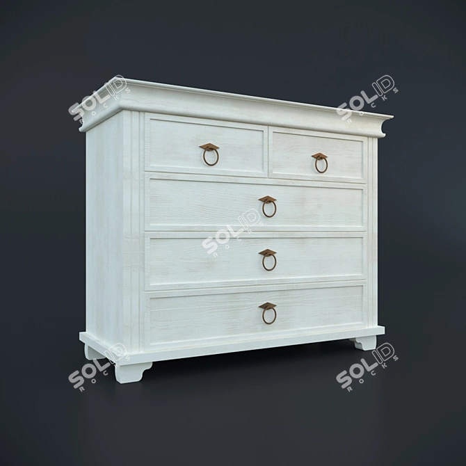 Ameli HOFF Chest of Drawers | Vintage Provence Oak Finish 3D model image 1