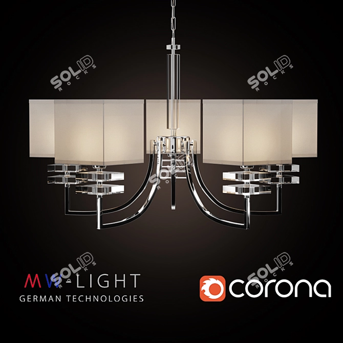 Sleek Minimalist Chandelier - Prato Collection 3D model image 2