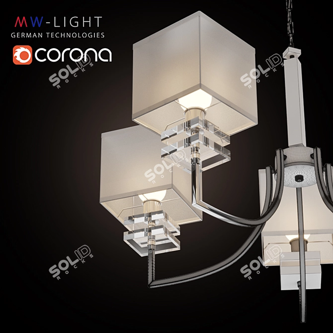 Sleek Minimalist Chandelier - Prato Collection 3D model image 3