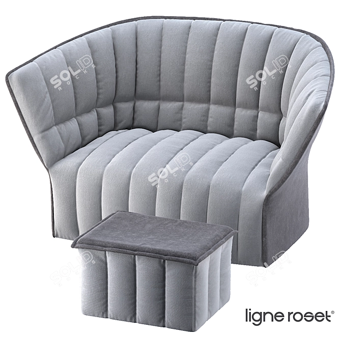 Elegant Moel Sofa & Pouf Set 3D model image 1