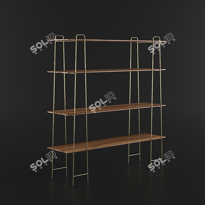 Title: Rustic Kiaat Plank Shelf 3D model image 1