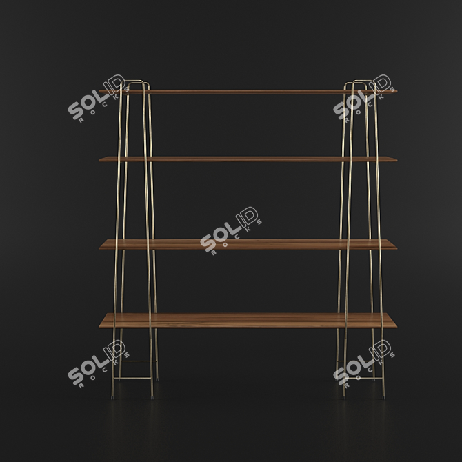 Title: Rustic Kiaat Plank Shelf 3D model image 2