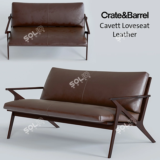 Cavett Leather Loveseat: Sleek and Stylish 3D model image 1