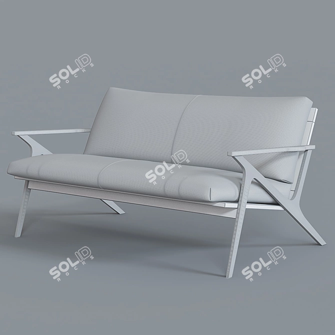 Cavett Leather Loveseat: Sleek and Stylish 3D model image 2