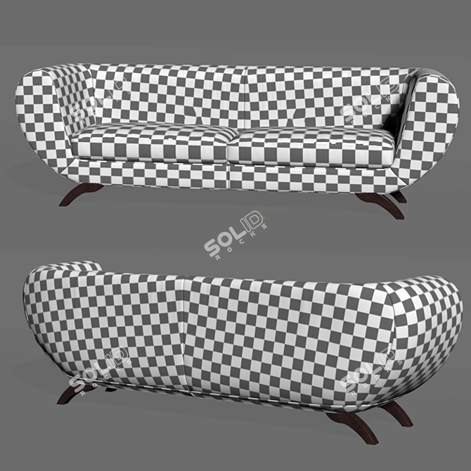 Elegant Double Seater Sofa 3D model image 2