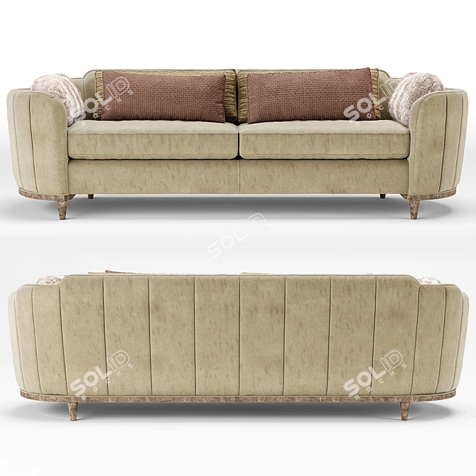 Velvet Chic Round Beige Sofa 3D model image 1