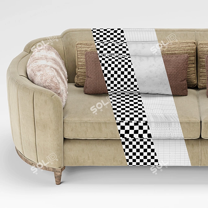 Velvet Chic Round Beige Sofa 3D model image 2
